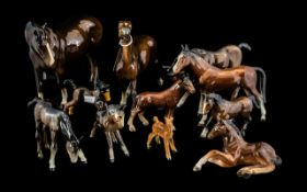 Collection of Beswick & Porcelain Horses, comprising a Beswick 3.5" foal, a 4.