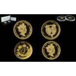 Jubilee Mint The Platinum Wedding Anniversary Solid Gold Coin Pair, Struck In 9ct Gold Proof Like,