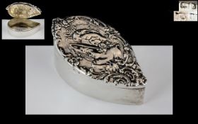Art Nouveau - Attractive Hinged Lidded Box with Ornate Shaped Embossed Cover,