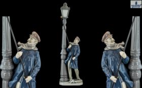 Lladro - Hand Painted Porcelain Figure ' Edwardian Figure ' Lamplighter. Model No 5205.