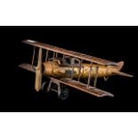 Wooden Model of a 1914 - 18 RFC Biplane, made to scale; 15 inches (37.5cms) long x 15 inches (37.