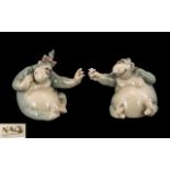 Nao by Lladro - Uncommon Hand Painted Pair of Porcelain Novelty Figures In the Form of Large Ape