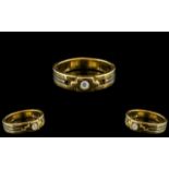 18ct Gold - Two Tone Wedding Band Diamond Set Ring, of Contemporary Design.