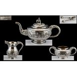 Anglo - Indian Superb Quality 4 Piece Silver Tea Service,