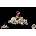 Beswick - Norman Thelwell Novelty Pony and Rider Figure ' Kick Start ' First Version - Grey Horse.