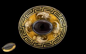 Extremely Fine Quality Pinchbeck Mourning Brooch of Superior Workmanship, The Oval Shaped Brooch