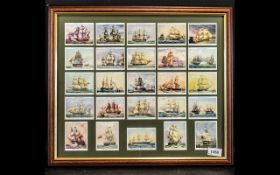 Good Set of Twenty Five Original 'Old Naval Prints' Card Series by John Player & Sons; mounted,