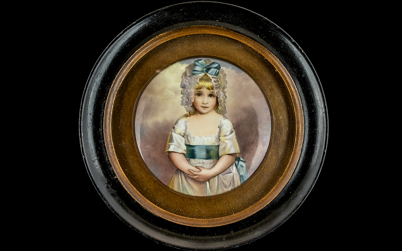 A Fine Quality Miniature Painting on Porcelain of Charlotte Augusta Papendiek, painted and signed by