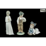 Nao by Lladro Trio of Porcelain Figures - Various Figures and Heights.