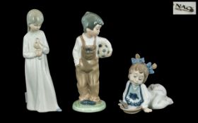 Nao by Lladro Trio of Porcelain Figures - Various Figures and Heights.