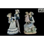 Nao by Lladro Fine Pair of Hand Painted Porcelain Figures.