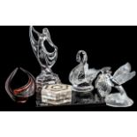 Collection of Decorative Glass Items, comprising a cut glass swan dish; a Lalique style classic