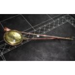 Antique Brass Warming Pan with wooden turned handlez, 39 inches (97,5cms) long,