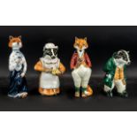 Cinque Ports Pottery Figures, four in total, comprising Mrs Badger, Mr Badger, Mrs Fox and Mr Fox.