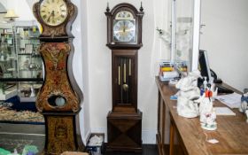 A Modern Three Weight Long Case Clock, silver chapter dial, Roman numerals, marked Tempus Fugit,