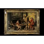 Large Art Print After Frank Moss Bennett Titled 'The Winning Hand'; in a gilt swept frame,