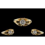 18ct Gold Gents Single Stone Diamond Gypsy Set Ring.
