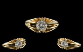 18ct Gold Gents Single Stone Diamond Gypsy Set Ring.