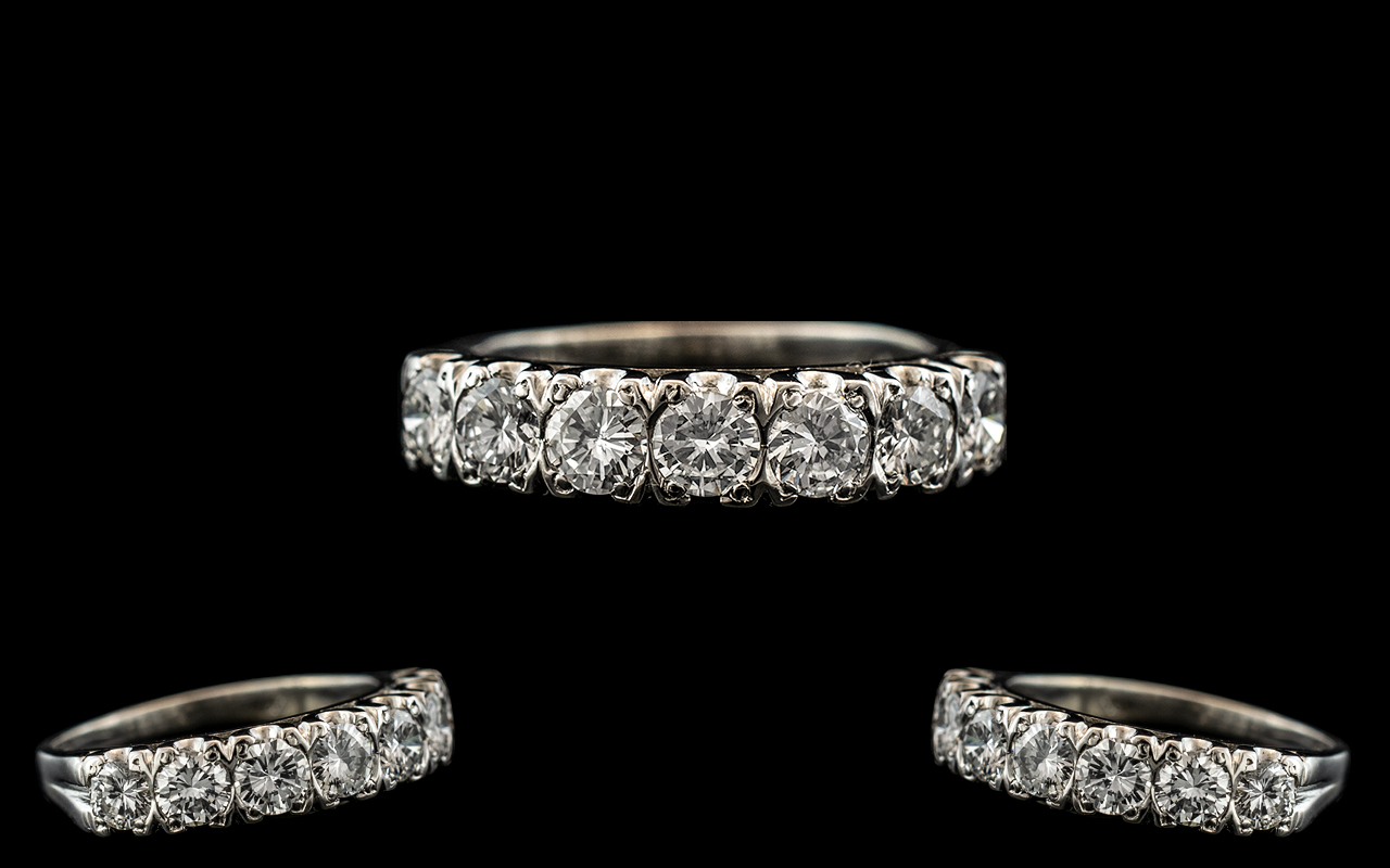 Ladies 18ct White Gold Stunning Diamond Set Half - Eternity Ring, Full Hallmark to Interior of Ring. - Bild 2 aus 3