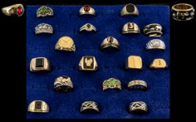 Excellent Collection of Assorted Gold Plated Stone Set Rings ( 20 ) In Total.