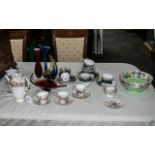Quantity of Porcelain & Glass Items, comprising a Maling Bowl No.