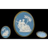 Wedgwood - Superb Quality 18ct Gold Jasper Ware Cameo Medallion Brooch of Large Proportions. c.
