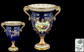 Royal Worcester - Attractive and Quality Hand Painted Twin Handle Vase.