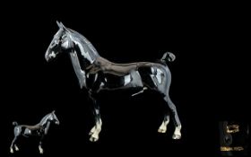 Beswick Hand Painted Horse Figure ' Hackney ' Black Colour way CH Black Magic. Model No 1361.