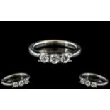 Ladies Superb 18ct White Gold 3 Stone Diamond Ring. The Round Brilliant Cut Diamonds of Top Colour /
