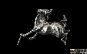 Cast Silver Horse, maker's mark MJAB, London, 1978, weighs 7 oz (app.198.5g); 3.5 inches (8.