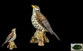 Beswick - Hand Painted Bird Figure ' Song Thrush ' Model No 2308. Designer Albert Hallam.