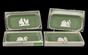 Wedgwood Green Jasper Four Oblong Sweet Dishes, all with boxes and as new condition.