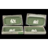 Wedgwood Green Jasper Four Oblong Sweet Dishes, all with boxes and as new condition.