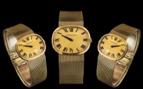 Bueche Girod - Superb Quality 9ct Gold - 1970's Wrist Watch with Wonderful Quality Integral Mesh