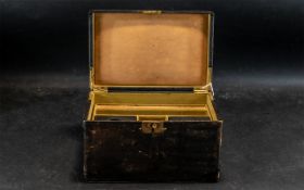 Travelling Jewellery Box, leather clad, silk and velvet lined interior with lift out tray.