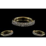 Diamond Half Eternity Ring Set With Two Rows Of Round Brilliant Cut Diamonds, Estimated Diamond