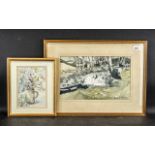 Two D R Holloway Framed Watercolours, one depicting a woodland scene,