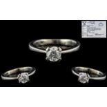 Platinum - Stunning Top Quality Single Stone Diamond Set Ring, Marked Platinum,