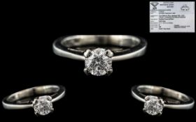 Platinum - Stunning Top Quality Single Stone Diamond Set Ring, Marked Platinum,