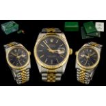 Rolex - Oyster Perpetual Gents 18ct Gold and Steel Superlative Chronometer Date-Just Wrist Watch.