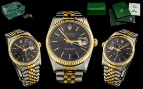 Rolex - Oyster Perpetual Gents 18ct Gold and Steel Superlative Chronometer Date-Just Wrist Watch.