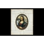 A Mid 20th Century Portrait Miniature of the Mona Lisa. Piano key frame, overall size 6" x 5".