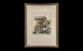 Watercolour Drawing of the Post Office at Delph Lancashire, by Tom Rutherford; mounted,