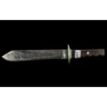 Sixteen Inch Bowie Knife with a red wood handle grip, stamped to the blade 'Union Pacific Railway,