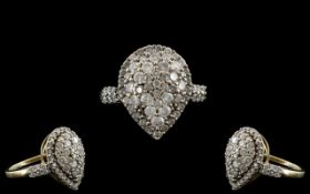 Diamond Cluster Ring Set With Round Modern Brilliant Cut Diamonds, Fully Hallmarked, Estimated