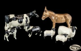 Collection of Beswick Farm Animals, comprising a Donkey No.