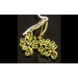 Peridot Decorative Lozenge Drop Earrings, 4cts of bright, sparkling peridots,