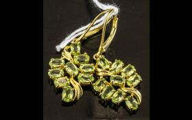Peridot Decorative Lozenge Drop Earrings, 4cts of bright, sparkling peridots,