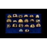 Excellent Collection of Assorted Gold Plated Ornate Stone Set Rings ( 20 ) In Total.
