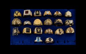 Excellent Collection of Assorted Gold Plated Ornate Stone Set Rings ( 20 ) In Total.